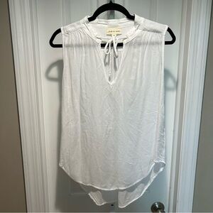 Cloth & Stone White Tie-Neck Sleeveless Blouse | Size XS